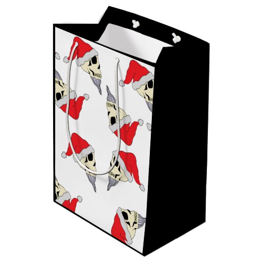 クリスマススカルとサンタハッツ抱き枕ホワイト ミディアムペーパーバッグ (裏面アングル)