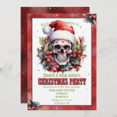 クリスマススカルの水色 招待状 (正面/裏面)
