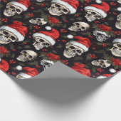 クリスマススカルサンタハットゴシックパターン ラッピングペーパー (角)