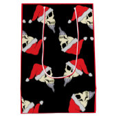 クリスマススカルズウィズサンタハッツ抱き枕ブラック ミディアムペーパーバッグ (裏面)