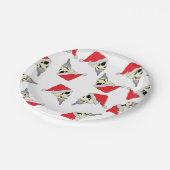 クリスマススカルズウィズサンタハッツ紙パーティープレート ペーパープレート (アングル)