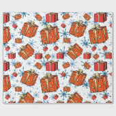 クリスマススカンジスノーフレーク赤いパッケージラッピング紙 ラッピングペーパー (フラット)