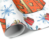 クリスマススカンジスノーフレーク赤いパッケージラッピング紙 ラッピングペーパー (ロールコーナー)
