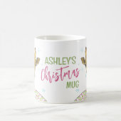 クリスマススカーフのキリンかわいい冬の動物アート コーヒーマグカップ (中央)