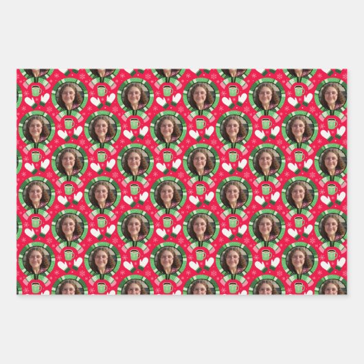 クリスマススカーフのフォトラッピング紙シート ラッピングペーパーシート (正面)