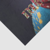 クリスマススカーフを身に着けた青い恐竜 薄葉紙 (詳細)