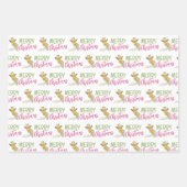 クリスマススカーフ付きキリンかわいいおもしろい動物アート ラッピングペーパーシート (正面3)