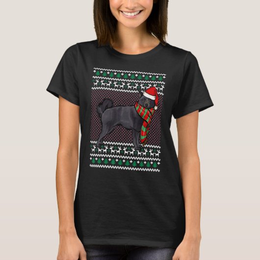クリスマススキッパークドッグサンタハット醜いクリスマス Tシャツ (正面)