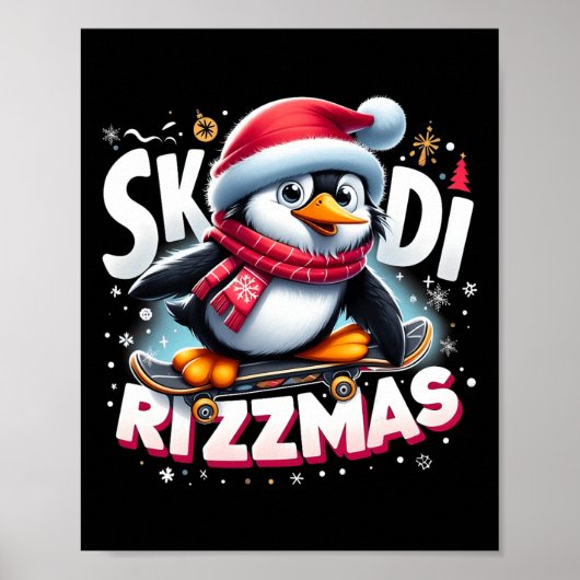 クリスマススキビディリッツマスクリスマスクールペンギンホリダ ポスター (正面)