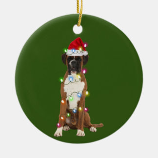 クリスマススキャフツサンタハットギフト付きボクサー セラミックオーナメント