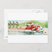 クリスマススキーサンタスノーモービルスキー シーズンポストカード (正面/裏面)