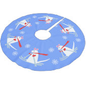 クリスマススキーシャレーホワイトネズミスキーヤー ブラッシュドポリエステルツリースカート (アングル)