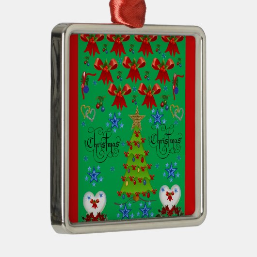 クリスマススクウェアのプレミアムオーナメントグリーン メタルオーナメント (右)