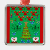 クリスマススクウェアのプレミアムオーナメントグリーン メタルオーナメント (正面)