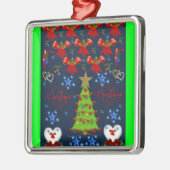 クリスマススクウェアのプレミアムオーナメント濃い青 メタルオーナメント (左)