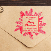 クリスマススクウェアリースファミリー名差出人住所 セルフインキングスタンプ