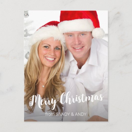 クリスマススクエレガントリプト写真2サイドデザイン シーズンポストカード (正面)