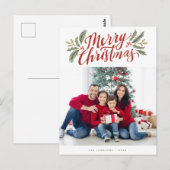 クリスマススクリプトと緑の数々の休日の写真 ポストカード (正面/裏面)