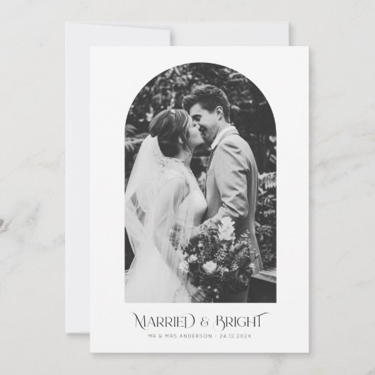 クリスマススクリプトのアーチホリデー結婚の発表 カード (正面)