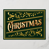 クリスマススクリプトオーナメント 緑 赤 箔シーズンカード (正面)