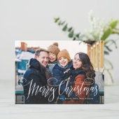 クリスマススクリプトシンプルレッドフォト シーズンカード (スタンド正面)