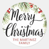 クリスマススクリプトタイポグラフィ ラウンドシール (正面)