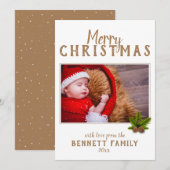 クリスマススクリプトパインホリデー写真カード シーズンカード (正面/裏面)
