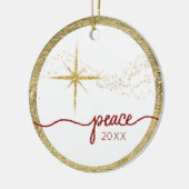 クリスマススクリプトピーススター金ゴールドレッドグリッター写真 セラミックオーナメント (左)