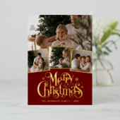 クリスマススクリプトフォトコラージュ 箔シーズンカード (立ち正面)