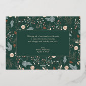 クリスマススクリプトフルフォトグリーナリーメッセージ金ゴールド 箔シーズンカード (裏面)