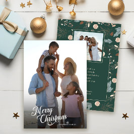 クリスマススクリプトフルフォトボホグリーンリーメッセージ シーズンカード