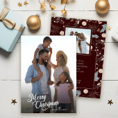 クリスマススクリプトフルフォトボホグリーンリーメッセージ シーズンカード