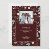 クリスマススクリプトフルフォトボホグリーンリーメッセージ シーズンカード (裏面)