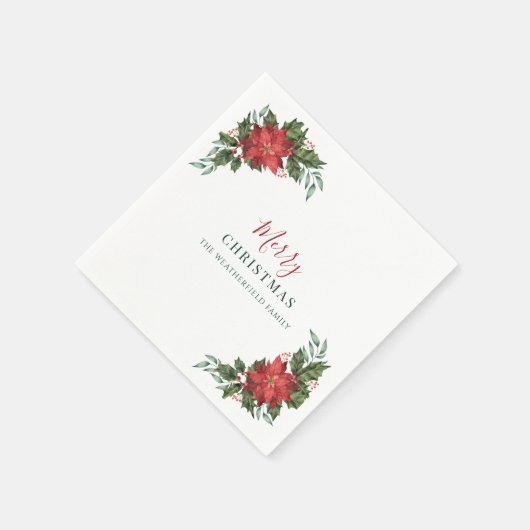 クリスマススクリプトボタニカルウォーターの休日 スタンダードカクテルナプキン (角)
