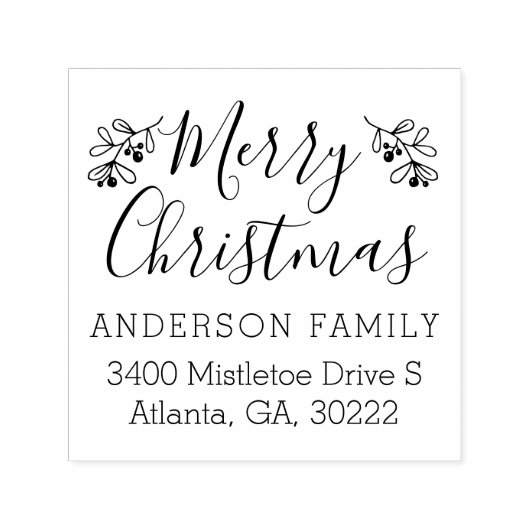 クリスマススクリプトミストレトーファミリー差出人住所 セルフインキングスタンプ (デザイン)