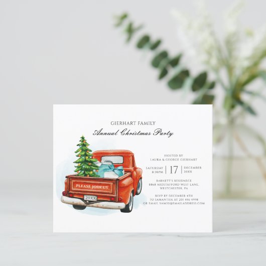 クリスマススクリプトレッドトラックファミリーパーティの招待状 (スタンド正面)