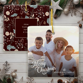 クリスマススクリプト写真ボホグリーンリークリスマス セラミックオーナメント