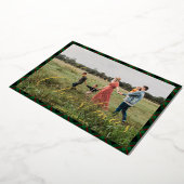 クリスマススクリプト ネイビープレイド フォト ホリデー 箔招待状 (回転した状態)