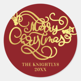 クリスマススクリプト フォーゴールド お好きな色 ラウンドシール