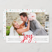 クリスマススクリプトJOY写真モダンシンプルのミニマル シーズンカード (正面/裏面)