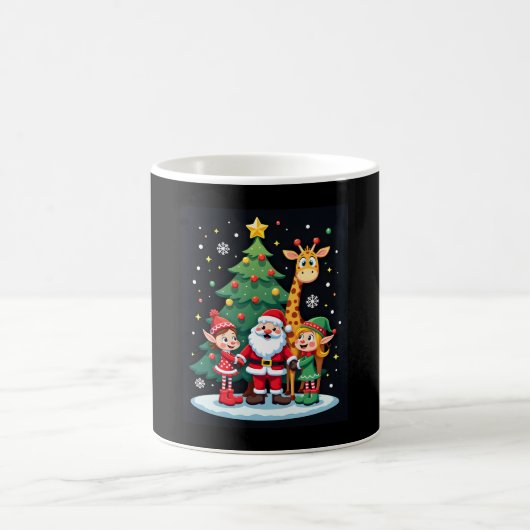 クリスマススクワッドサンタキリン小妖精や小人ダビングマッチング コーヒーマグカップ (中央)