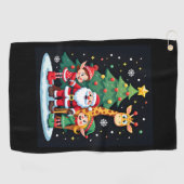 クリスマススクワッドサンタキリン小妖精や小人ダビングマッチング ゴルフタオル (横)