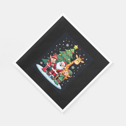 クリスマススクワッドサンタキリン小妖精や小人ダビングマッチング スタンダードランチョンナプキン (角)