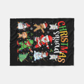 クリスマススクワッドサンタダービング小妖精や小人ファミリーマッチング フリースブランケット (正面(横))