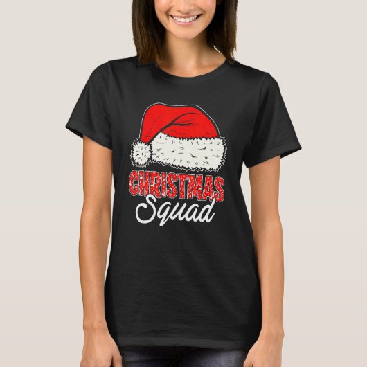 クリスマススクワッドサンタハットマッチングファミリークリスマス Tシャツ (正面)