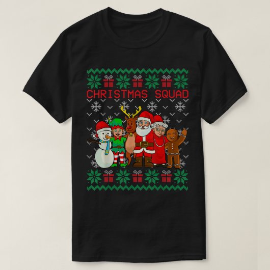クリスマススクワッドサンタファミリーマッチングPJs醜いXma Tシャツ (デザイン正面)