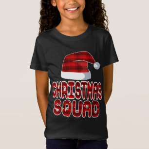 クリスマススクワッドサンタレッドプレイドクロースクリスマスパジャマ Tシャツ
