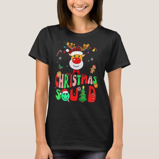 クリスマススクワッドトナカイ家族2022チームSanta Ha Tシャツ (正面)