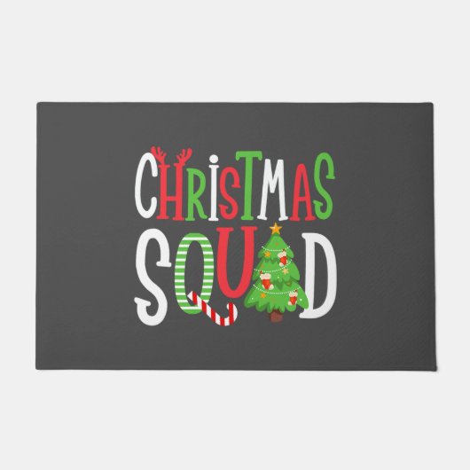 クリスマススクーおもしろいドツリー家族マッチング ドアマット (正面)