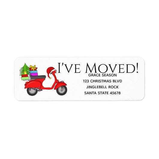 クリスマススクーターを贈り物で引っ越した ラベル (正面)